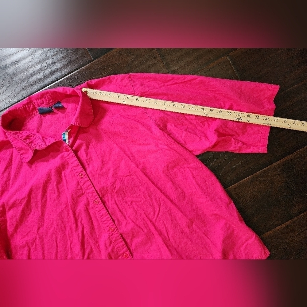Mountain Lake Womens Button Up Pink 3X Long Sleeved Blouse - Picture 5 of 9